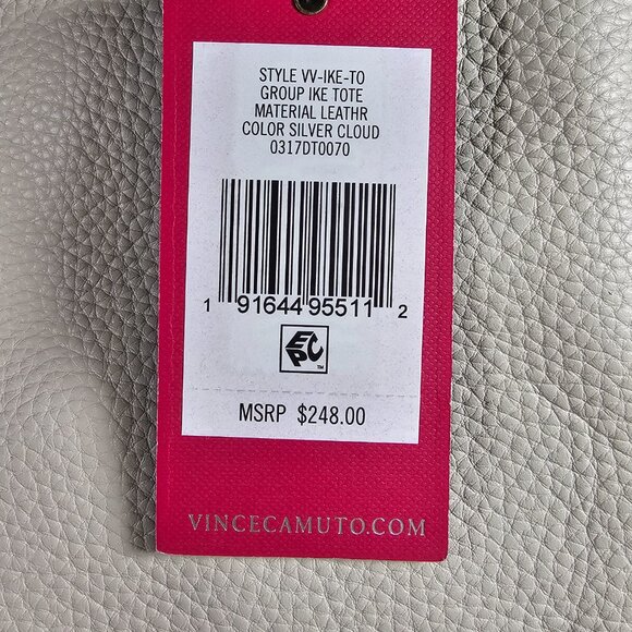 Vince Camuto VV-IKE-To Tote Bag in Silver Cloud Pebbled Leather – NWT - Picture 8 of 15
